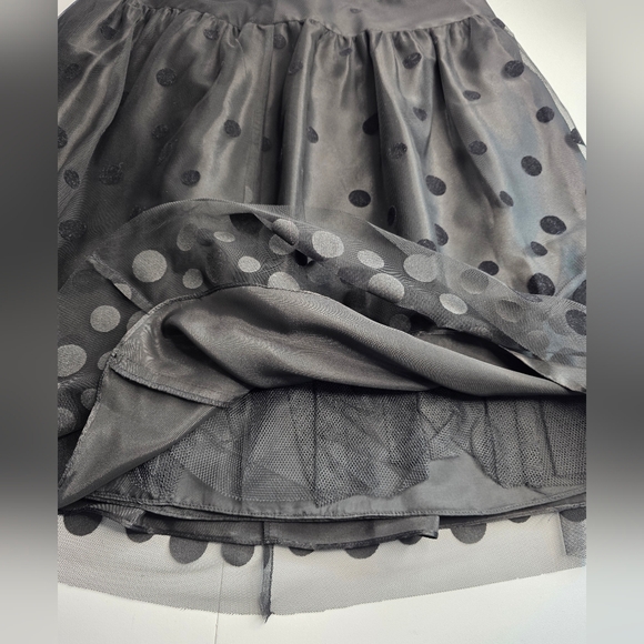 Adrianna Papell Evening Essentials Black Sheer Polka Dot A-Line Skirt Ce-2681 - Picture 3 of 9